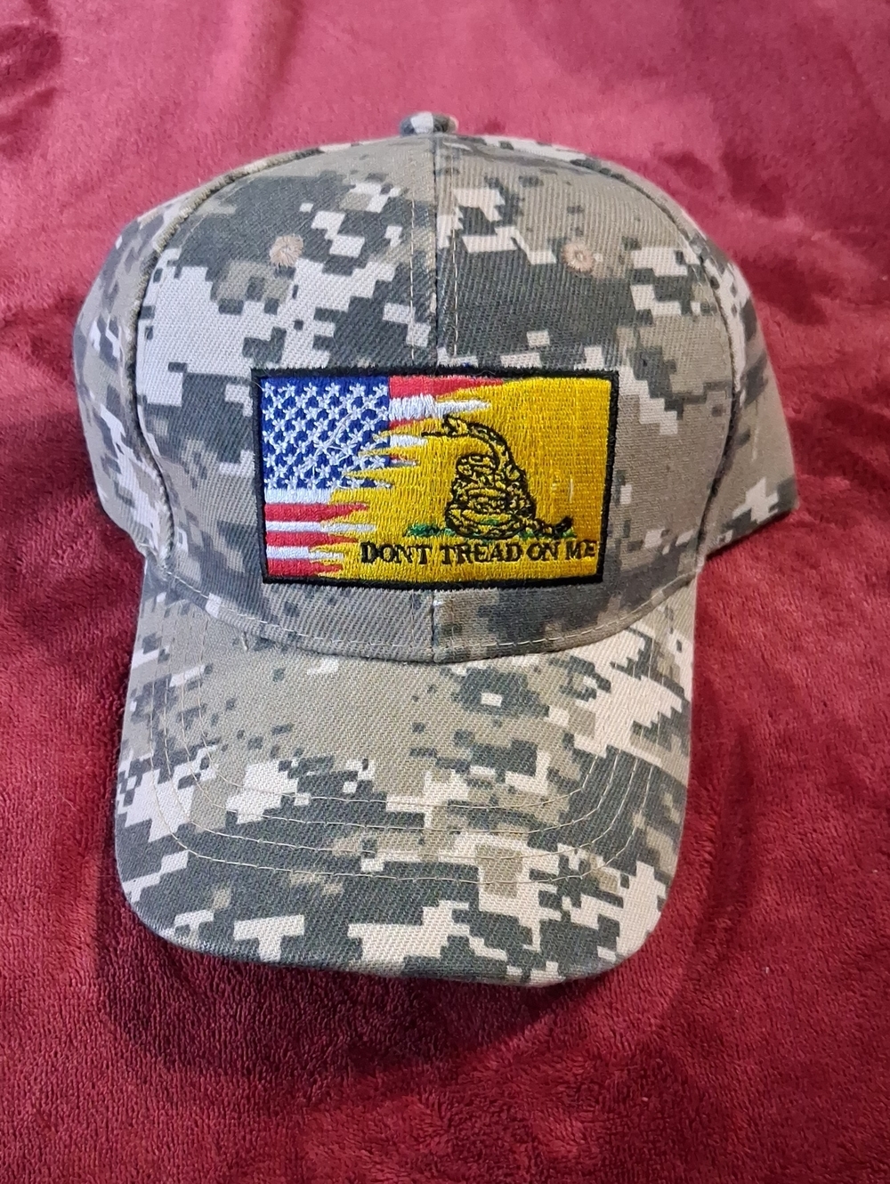Camo Baseball Cap with 'Don't Tread On Me' Patch